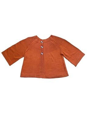 AVON RETRO SUNBURST YOKE KNIT CARDIGAN, BURNT ORANGE SIZE XL (NEW WITH TAGS) A23